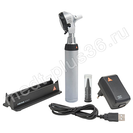 Отоскоп BETA 400 LED с рукояткой перезаряжаемой BETA 4 USB (арт. B-010.28.388) Heine, Германия